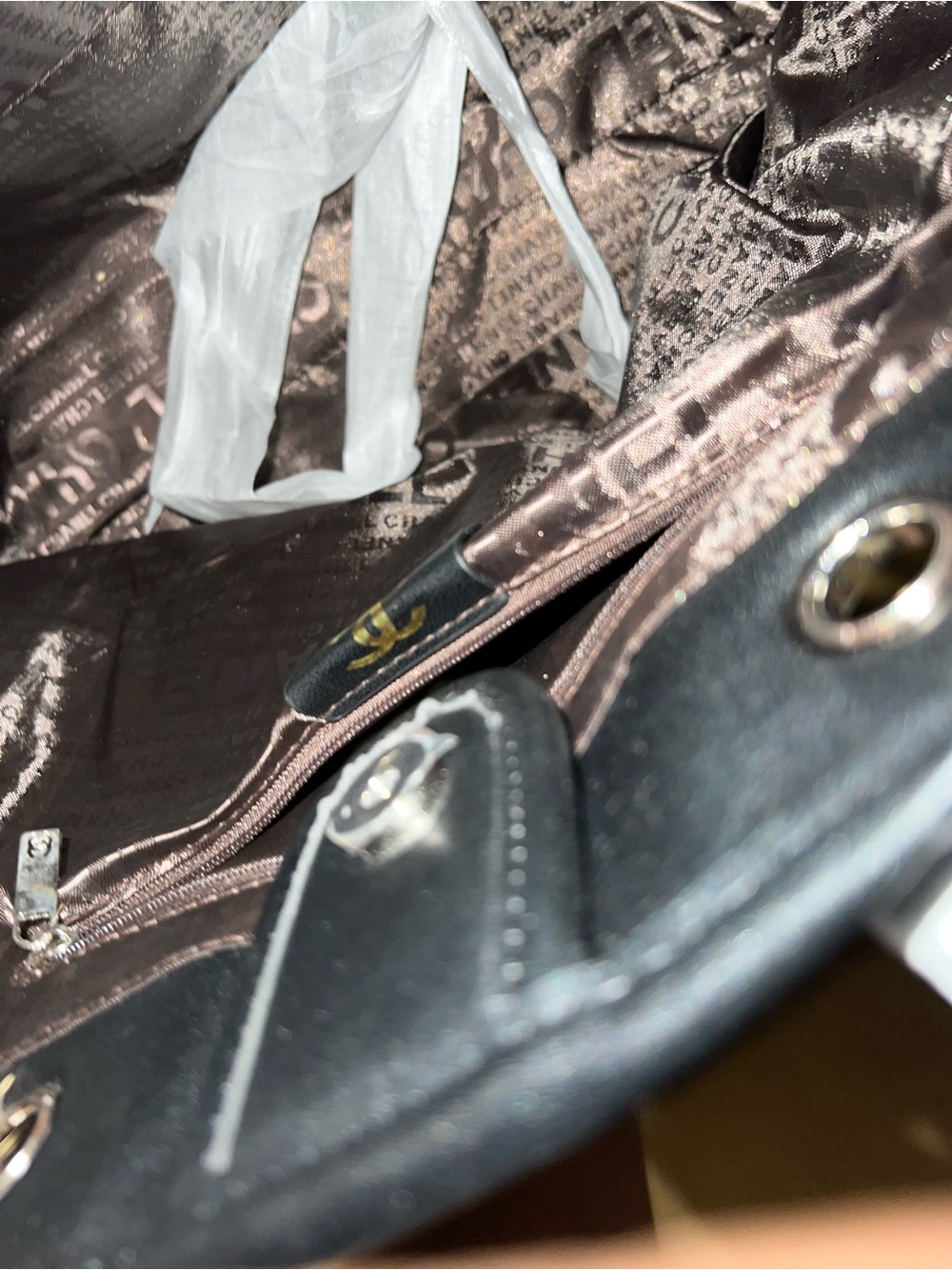 Black Pinstripe Canvas Tote Bag - Picture 3 of 4